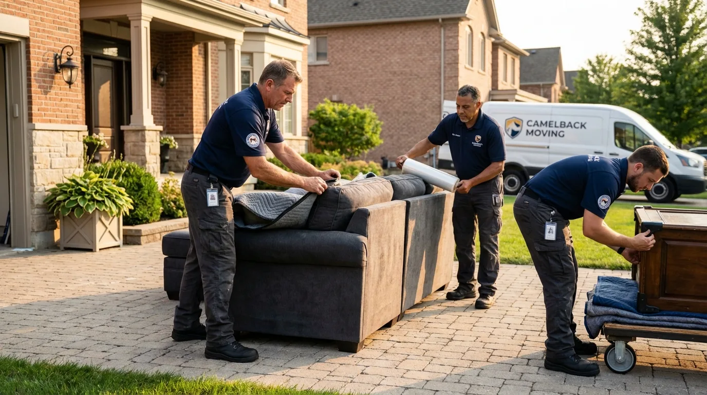 Large estate moving crew wrapping furniture in Munday, TX