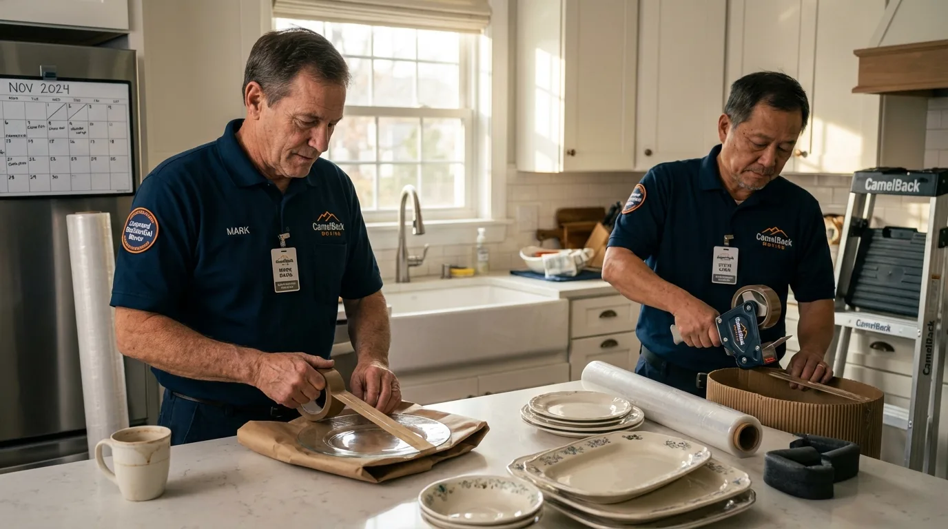 Professional crew packing kitchen dishware in Munday, TX